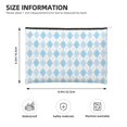 thumbnail image 3 of Hirioo Blue and White Squares for Paper Reusable Cosmetic Bag Zipper Encouragement Travel Pouch Toiletry Bag for Women Girls, 3 of 7