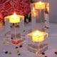 thumbnail image 4 of EeaseMX Candelabro de cristal K9 con forma de cubo, candelabro para el hogar, adorno para velas de té, decoración romántica para la mesa., 4 of 7