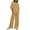 Brown, variant on Women's 2 Piece Outfit Cotton Linen Set for Women Short Sleeve Pullover with Drawstring Long Pants Tracksuit Jogger Set Solid Color Trousers Casual Two-Piece Suit