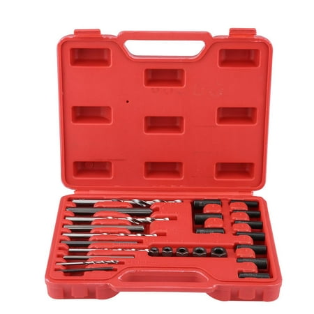 Lv. life 25 Pcs  Thread Repair Extractor Easy Out Drill& Guide Tool Kit Set Remove Broken Screws Bolts, Repair Broken Screw, Repair Drill