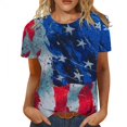 thumbnail image 5 of Jophufed Summer Tops for Women 2025 Summer Casual Crewneck Short Sleeve T-Shirts Flag Print Fit Basic Tops Tees Blouses Labor Day Sale, 5 of 5