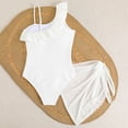thumbnail image 6 of UngA Girls One Piece Swimsuit One Shoulder Ruffle Bathing Suit for Girls Swimwear (White,13-14 Years), 6 of 9