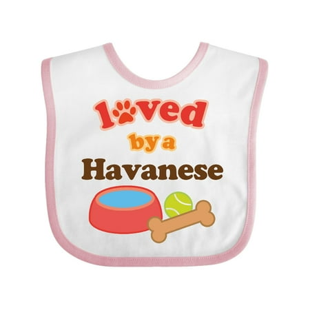 Havanese Loved By A (Dog Breed) Baby Bib White/Pink One