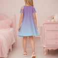 thumbnail image 6 of snilers Girls Summer Dress Short Sleeve Cold Shoulder Crew Neck Swing Gradient Dresses Beach Vacation Sundress with Pockets Size 3-14 Years, 6 of 8