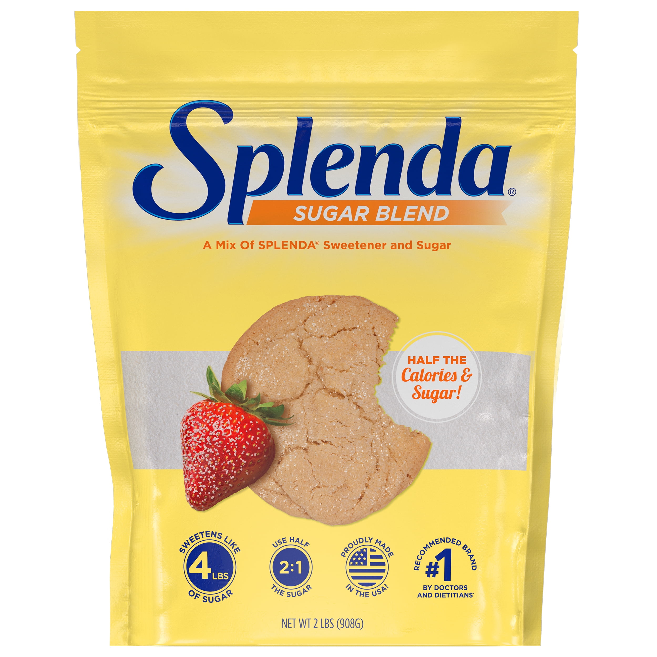 (4 pack) Splenda Sweetener with Sugar Baking Blend (2 lb) Resealable Pouch