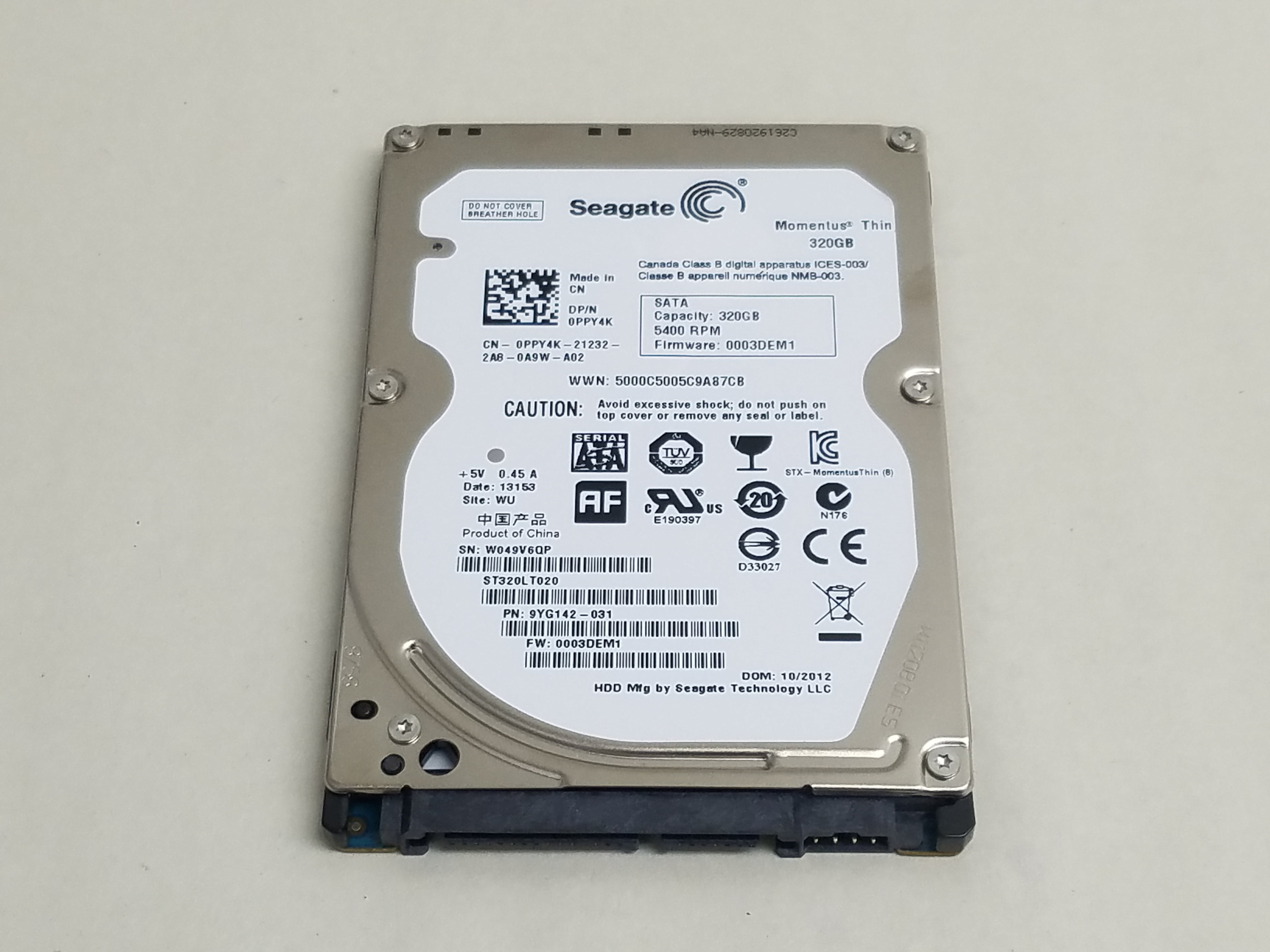 Refurbished Seagate Momentus Thin ST320LT020 320GB 2.5" SATA II Laptop Hard Drive