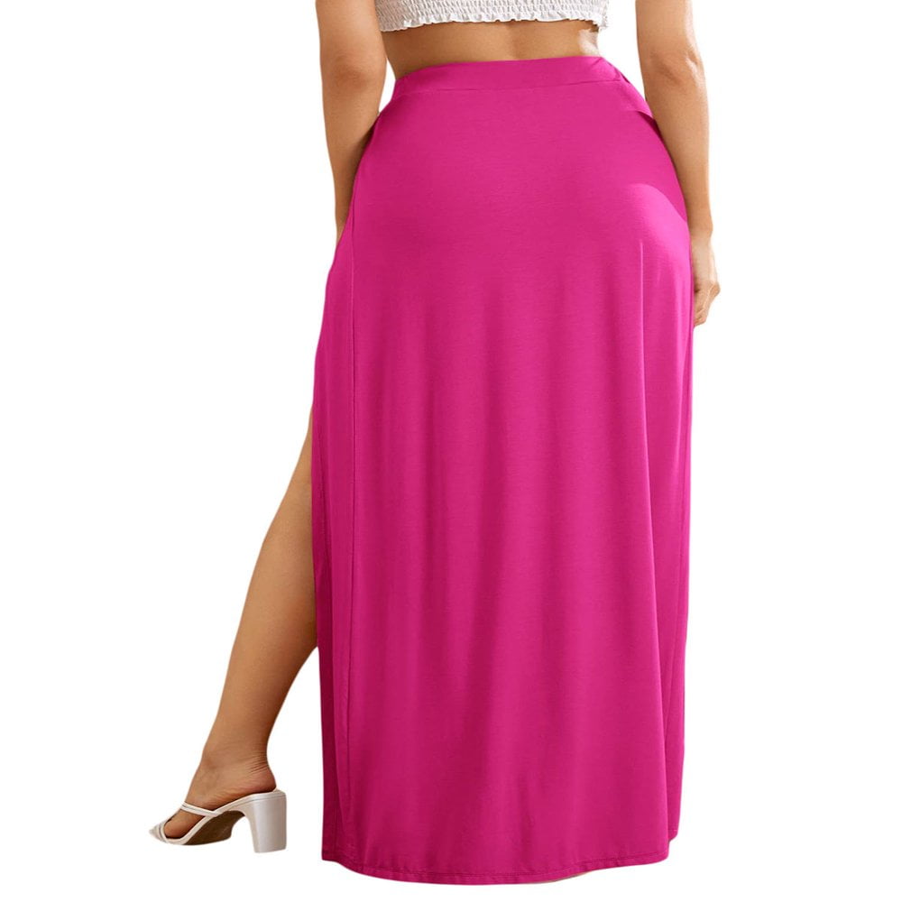 Womens Plus Size High Waist Waisted Double Split Long Maxi Skirts Beach Party Skirts Walmart