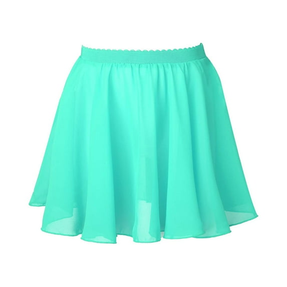 YONGHS Girl's Ballet Wrap Skirts Basic Circular Chiffon Dance Pull-On Skirt Ballerina Gymnastic Dancewear Lake Blue 12-15