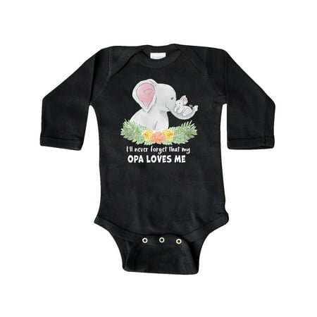 

Inktastic I ll Never Forget That My Opa Loves Me with Cute Elephants Gift Baby Boy or Baby Girl Long Sleeve Bodysuit