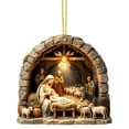 Sheep Window Display Rustic Hanging Nativity Ornament, 3.15 in Stone Arch Keepsake with ...