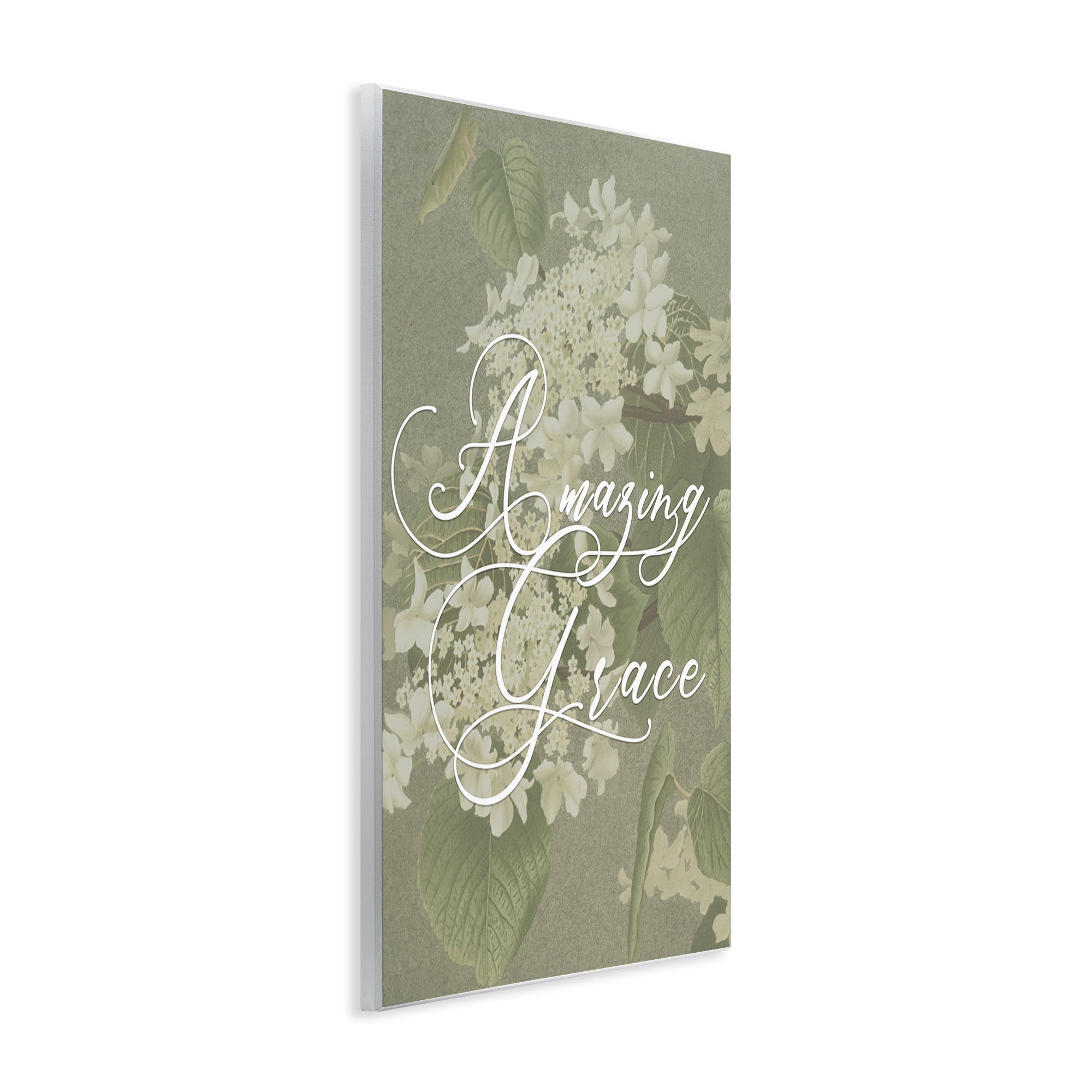 Amazing Grace Phrase Vintage White Flower Blossoms Wall Plaque Art, 10 x 15, By Lil' Rue