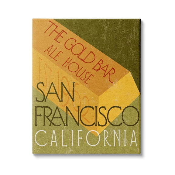 Stupell Industries Gold Bar Ale House Retro Bar San Francisco, 36 x 48, Design by Daphne Polselli