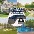 thumbnail image 6 of Patio Furniture Set, 7 Pieces Outdoor Patio Furniture with 2 Dining Table & Chair, All Weather Wicker Conversation Set, Gray Rattan & Navy Cushion, 6 of 6