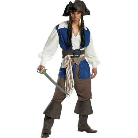 Pirates of the Caribbean Captain Jack Sparrow Deluxe Adult Halloween (Best Captain Jack Sparrow Costume)