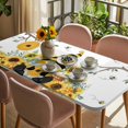 thumbnail image 3 of Gnomes Sunflower Table Cloths for 4 Foot Rectangle Tables, Bees Branches Floral Farmhouse Patio Waterproof Elastic Fitted Tablecloths, Washable Rectangular Table Cover for Camping, 3 of 8