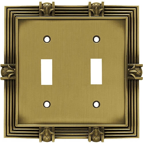 Franklin Brass Pineapple Double Switch Wall Plate in Antique Brass