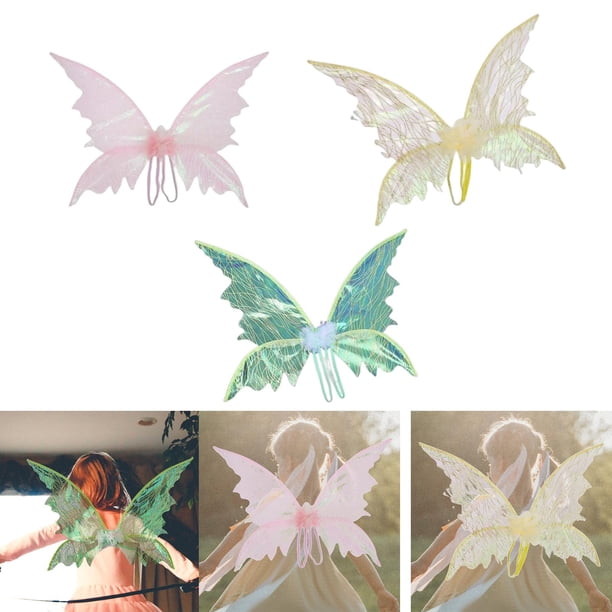 3 Piezas de Hada Mariposa Disfraz Cosplay Verde y rosa Yinane Ala de vestuario