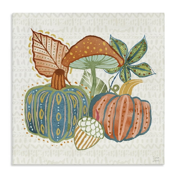 Stupell Industries Whimsical Harvest Gourds Holiday Painting Gallery Wrapped Canvas Art Prints Wall Art, 17 x 17