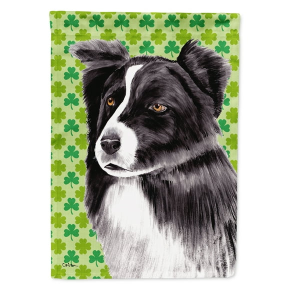 Carolines Treasures SC9287-FLAG-PARENT Border Collie St. Patricks Day Shamrock Portrait Flag  multicolor