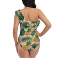 thumbnail image 6 of Yiaed Pineapples Palm Leaves Print Women One Piece Swimsuits Tummy Control One Shoulder Bathing Suits Pattern Ruffle Swimwear-XX-Large, 6 of 8