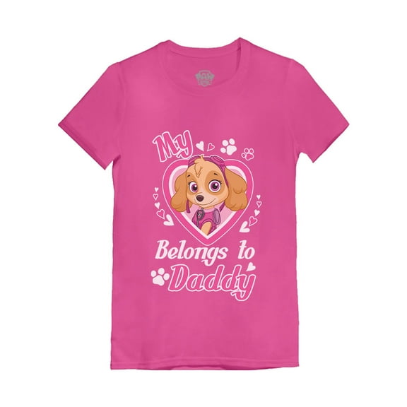 Tstars Girls Gifts for Dad Father's Day Shirts Paw Patrol Skye my Heart Belongs to Daddy Best Gift for Dad Cool Toddler Kids Girls Gifts for Dad Father's Day Shirts Fitted T Shirt
