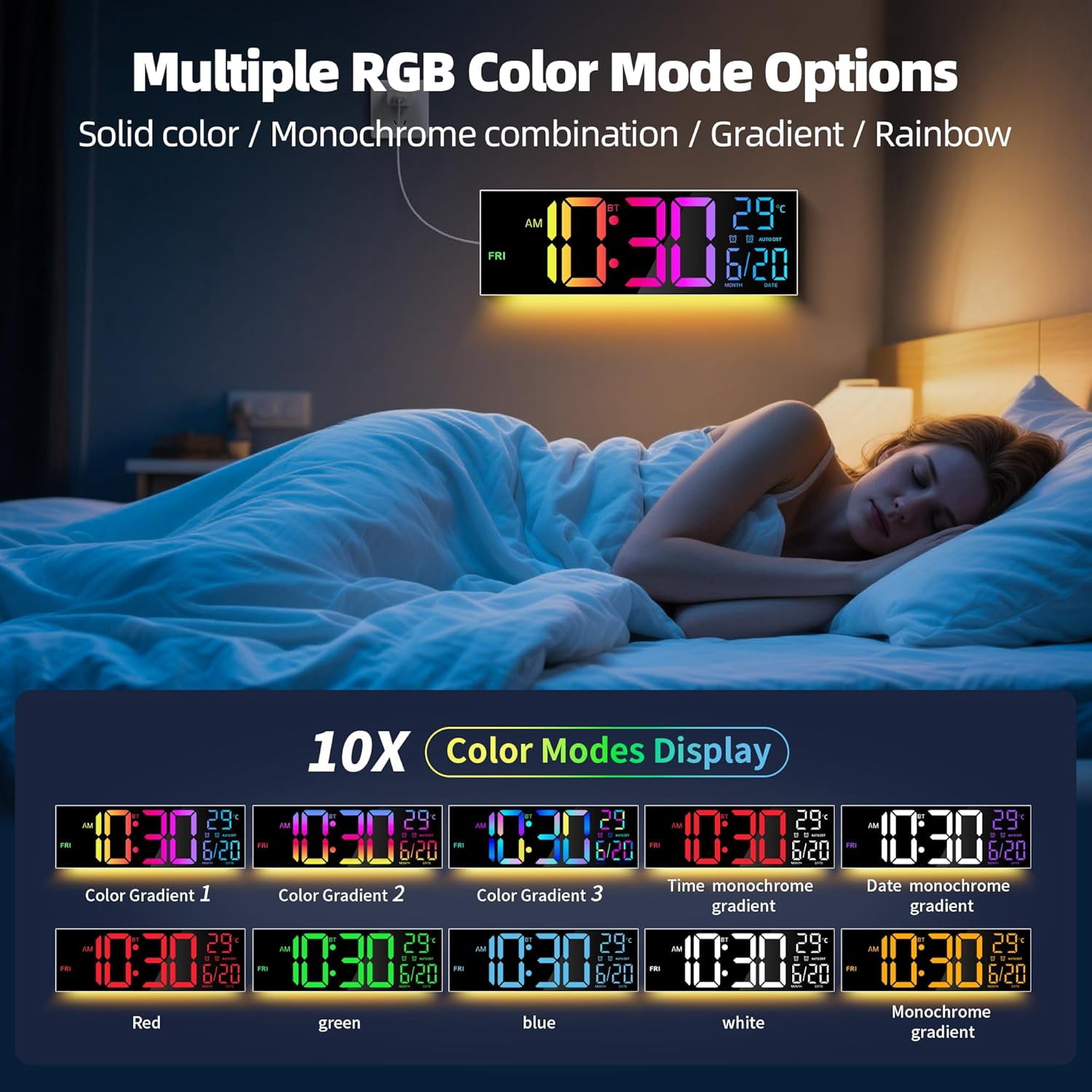 Maxstar Digital Clock for Classroom with Large Numbers - 16 Inch Battery Operated Wall Clock, Easy to Read Display for School, Office, Home Kitchen