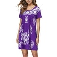 thumbnail image 4 of Daeful Robe Midi Femme Col Rond Été Plage Robe de Soirée Manches Courtes Tunique Décontractée Violette 4TG, 4 of 5