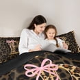 thumbnail image 4 of Manfei Girls Cheetah Print Letter Monogrammed B Twin Comforter Sets 3-Piece,Teens Kawaii Ribbon Bowknot Bedding Set,Black Reversible,Breathable Home Decor, 4 of 6