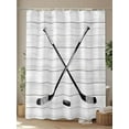 thumbnail image 4 of Shower Curtain Hockey Player Shower Curtains for Bathroom, Waterproof Polyester Shower Curtain Set with Hooks, Stall Long Size 54"x78" Sports Ground Wood, 4 of 6