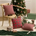 thumbnail image 6 of Pack of 2 Christmas Plaid Decorative Throw Pillow Covers Scottish Tartan Cushion Case for Farmhouse Home Holiday Decor Red and Green, 18 x 18 Inches, 6 of 6