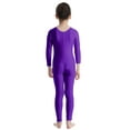 thumbnail image 5 of Aislor Kids Girls Long Sleeve Bodysuit Full Body Unitard Ballet Dance Gymnastics Leotard Dancewear Purple 3-4, 5 of 7