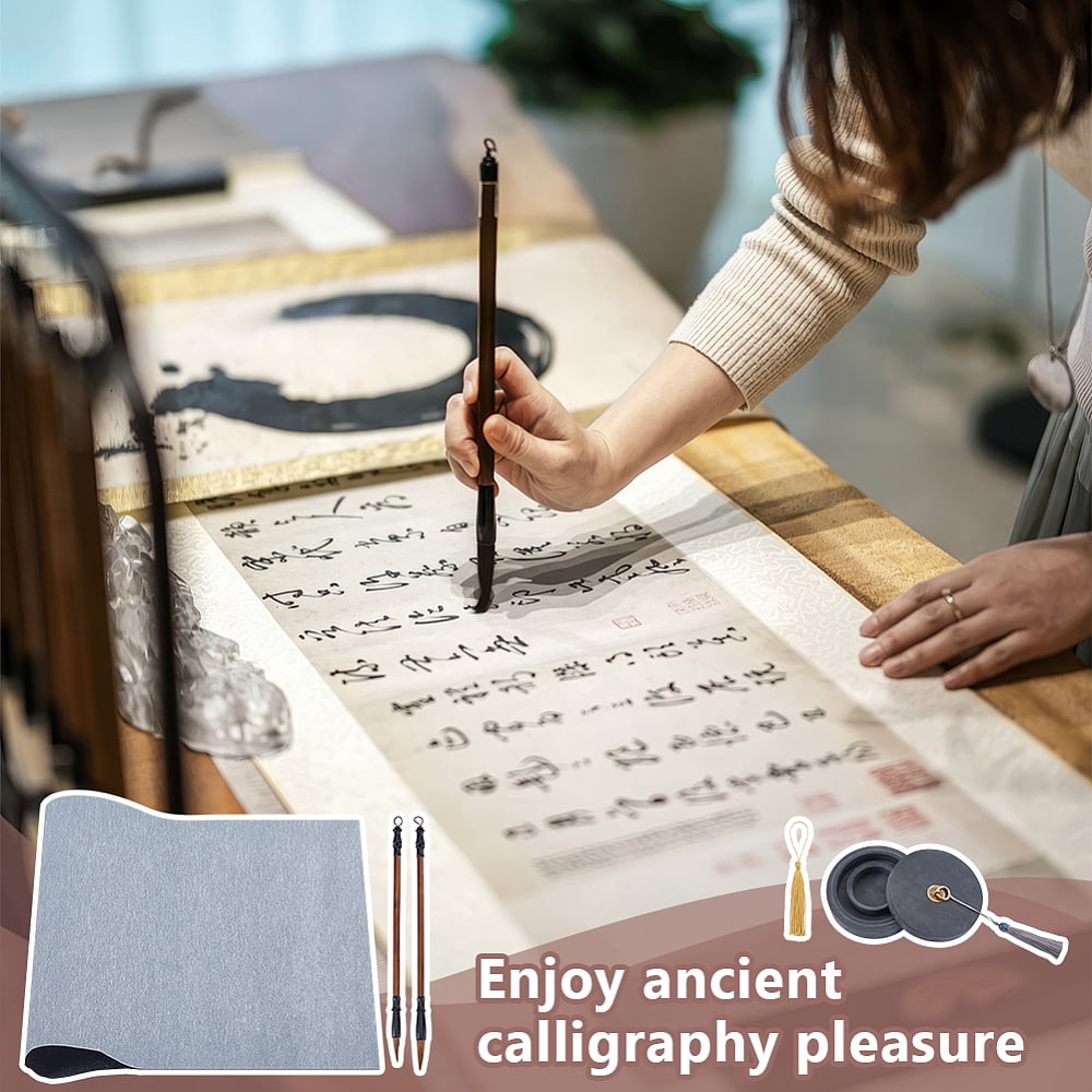 Moisture Retaining Ink Stones with Chinese Non-woven Fabrics Brush Water Writing Magic Cloth Chinese Calligraphy Brushes Pen Mixed Color