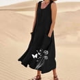 thumbnail image 1 of TIMIFIS Robes Maxi pour Femmes Robe d'Été de Plage Coton Lin Col Rond Sans Manches Longues Robes Grande Taille Camisole Chemises Robe avec Poches, 1 of 5