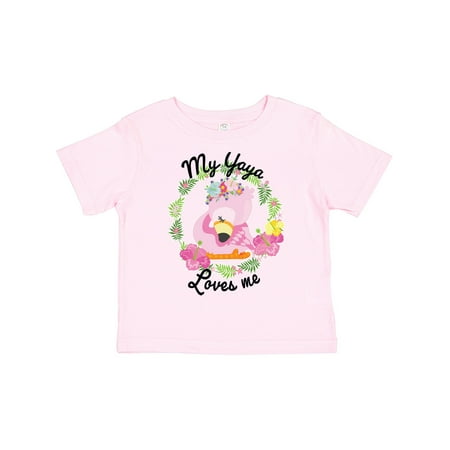 

Inktastic Baby Flamingo My Yaya Loves Me with Flower Wreath Gift Toddler Boy or Toddler Girl T-Shirt