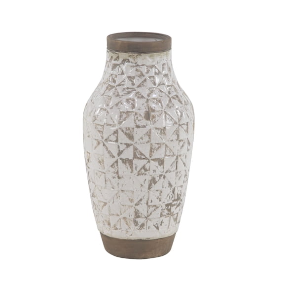DecMode 16" White Ceramic Vase