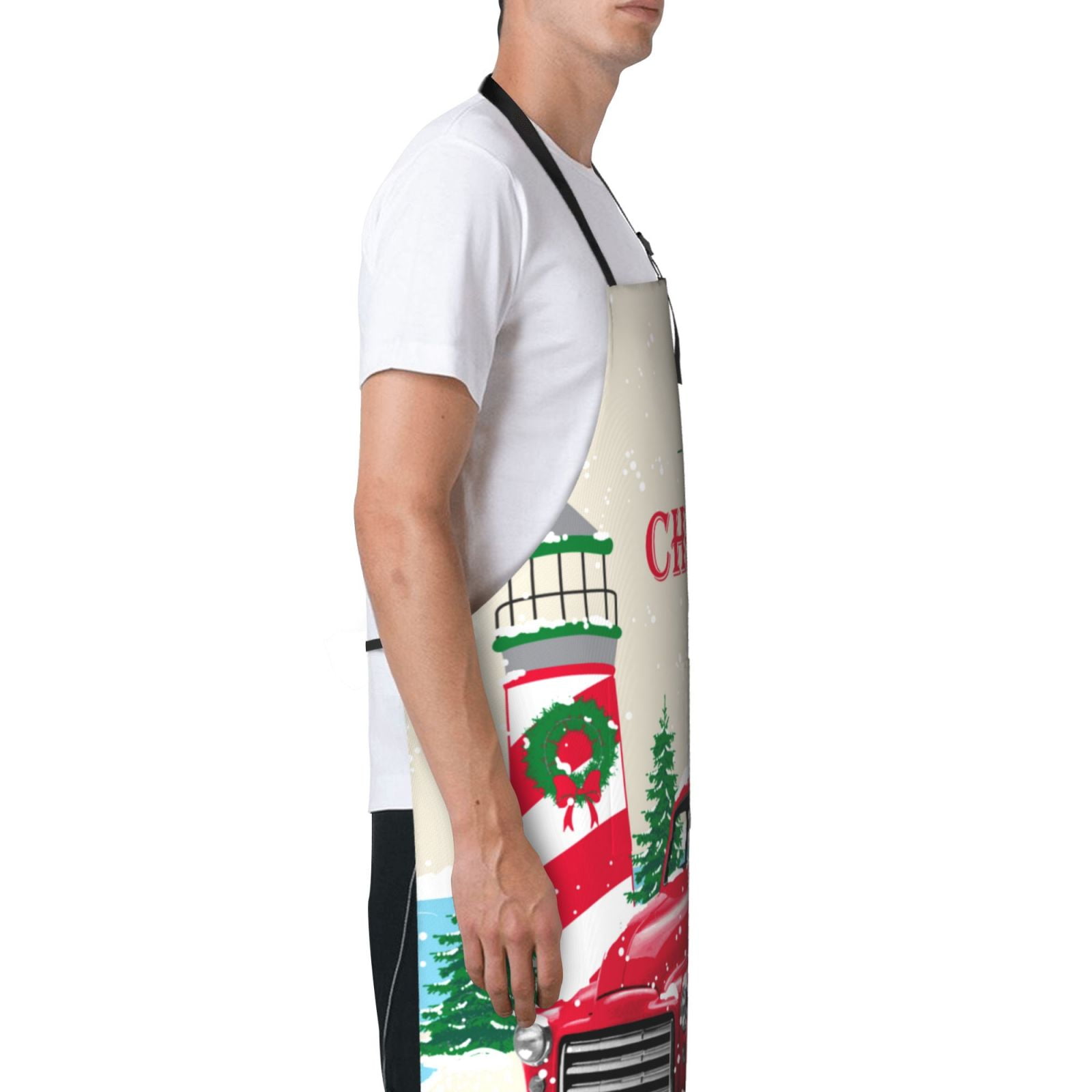Picia Merry Christmas 1 Waterproof Apron for Unisex Adult - Adjustable Bib Apron with Pockets, Ideal for Cooking, Gardening, Painting, and Household Chores