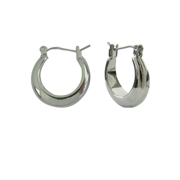 Time and Tru Women's Silver Plated Click-on Hoop Earring, 1 Pair