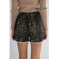 thumbnail image 2 of Women's Khaki Leopard Denim Shorts with Scalloped Lace Trim – Stylish Casual Summer Wear, XL, 2 of 6