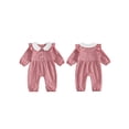 thumbnail image 2 of RUINIXCW Newborn Baby Girl Spring Fall Winter Outfit Plaid Gingham Romper Peter Pan Collar Long Sleeve Jumpsuit Infant Baby Girl Essentials Clothes, 2 of 10