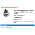 thumbnail image 2 of Rear Wheel Hub and Bearing Assembly - Compatible with 2009 - 2016 Toyota Corolla 2010 2011 2012 2013 2014 2015, 2 of 2