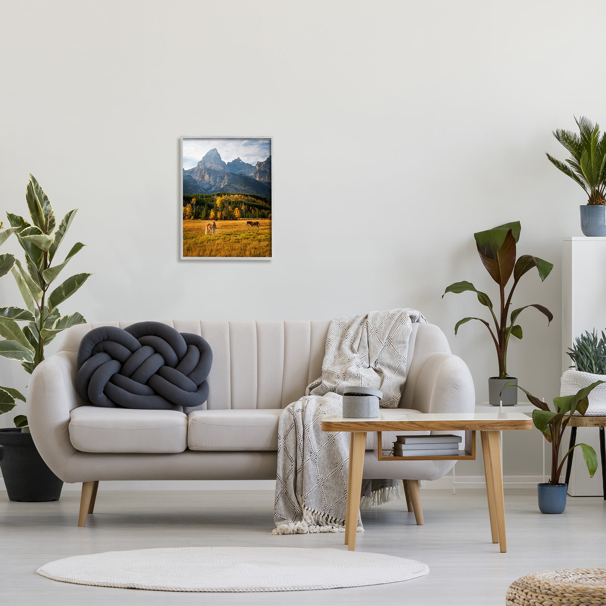 Stupell Industries Horses & Fall Foliage Landscape Photography Gray Framed Art Print Wall Art, 16 x 20