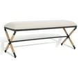 thumbnail image 5 of SAFAVIEH Couture Carmelo Solid Linen Contemporary Bench, Beige/Black, 5 of 11