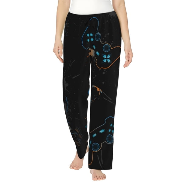 Fotbe Game Time Pantalones de Pijama para Mujer, Pantalones de Dormir, Pantalones Pj con Cordón y Bolsillos-Medium