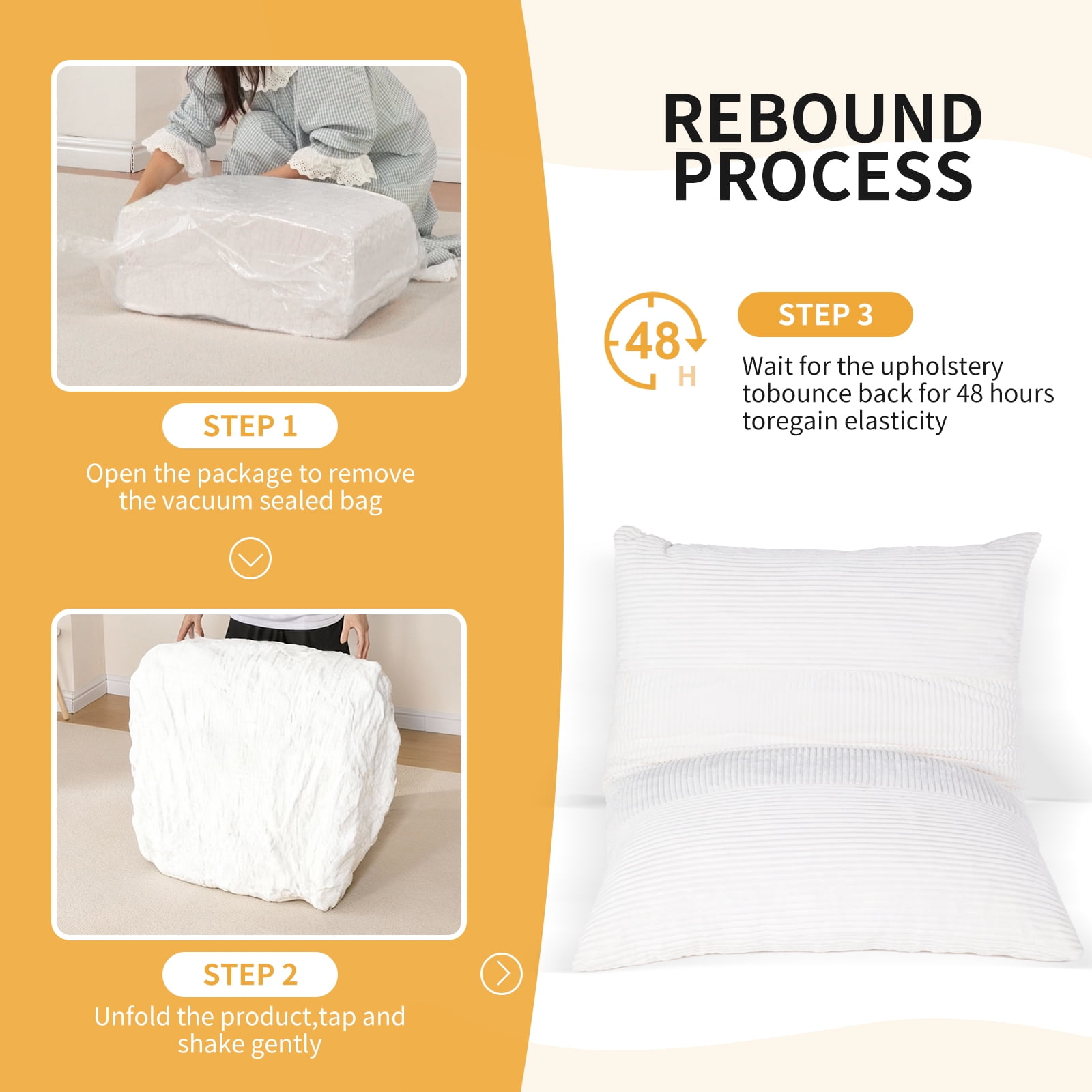 Nalone 4-in-1 Large Bean Bag Chair for Kids Adults - 6.4 FT Memory Foam Filled Convertible Lounger, Large Floor Sofa Bed with Removable Washable Cover for Bedroom, Living Room, Office (White)