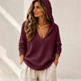 thumbnail image 6 of TZZQ V Neck Hooded Sweaters for Women Oversized Long Sleeve Chunky Knit Pullover Sweaters Soft Cozy Lightweight Warm Fall Winter Jumpers Cute Casual Streetwear Knitted Crochet Hoodies Wine Xl, 6 of 9