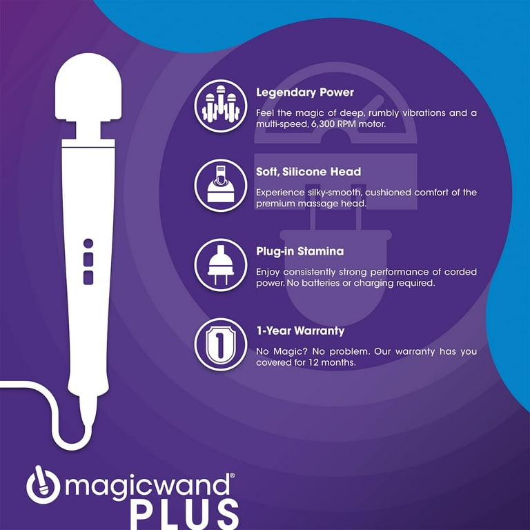 Vibratex Magic Wand Plus, Handheld Electric Vibrate Massage, Full-Size,  Corded, White - Walmart.com
