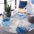 thumbnail image 4 of SAFAVIEH Cabana Kuzman Botanical Indoor/Outdoor Area Rug, Grey/Blue, 6'7" x 6'7" Round, 4 of 14