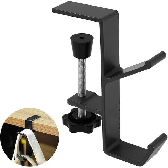 ganchos para soporte de escritorio, de aleación de aluminio premium, para bolso, color negro clásico