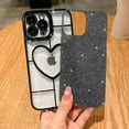 thumbnail image 3 of Compatible with iPhone 13 Pro Max Clear Glitter Case-6.7 Inch, Cute 3D Design Love Heart Pattern Plating Bling Case for Women Girls Soft TPU Shockproof Camera Protective Back Cover-Black, 3 of 11