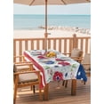 thumbnail image 2 of Outdoor Tablecloth with Umbrella Hole for Patio/Picnic/Party/Camping, Independence Day Waterproof Table Cloth Rectangle Table Cover Washable, American Flag Red Blue Flowers (54"x 80"), 2 of 9